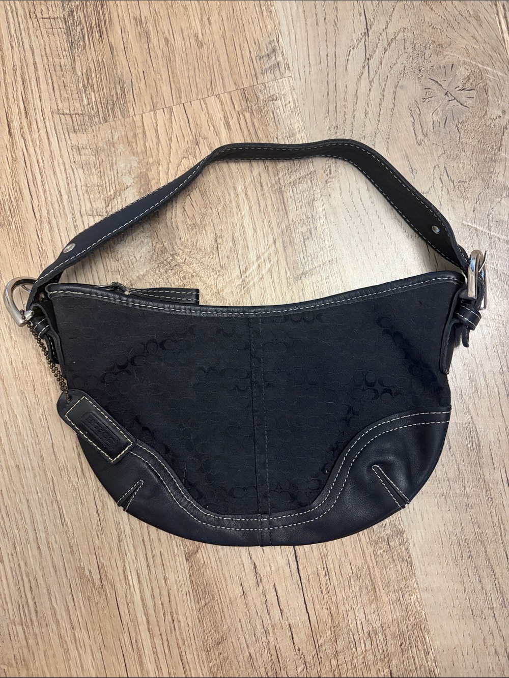 Coach Black Signature Jacquard Shoulder Hobo